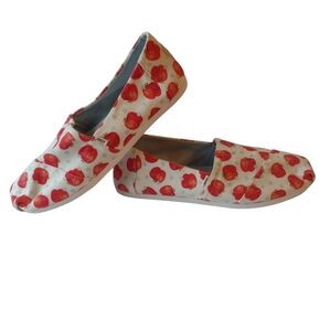 TOMS Apple Print Flat Slip-On Canvas Shoe Sz 9.5